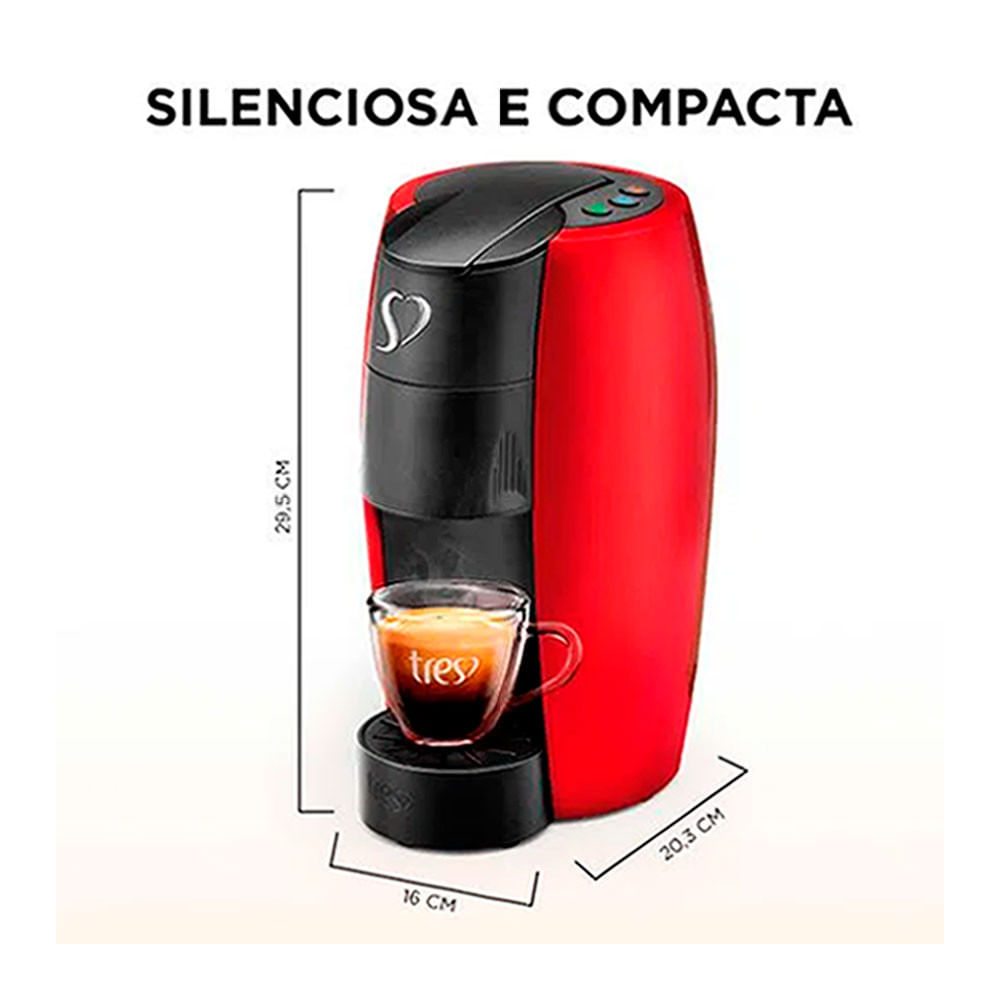 Miniatura Cafeteira Expressa LOV Multi bebidas Três Corações Vermelha - 110V