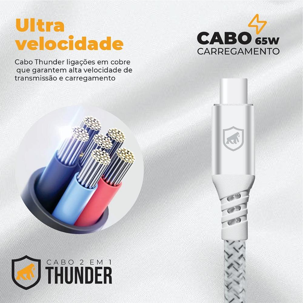 Miniatura Cabo Thunder 65W 2 em 1 Tipo C / Tipo C / USB-A -1M- Gshield