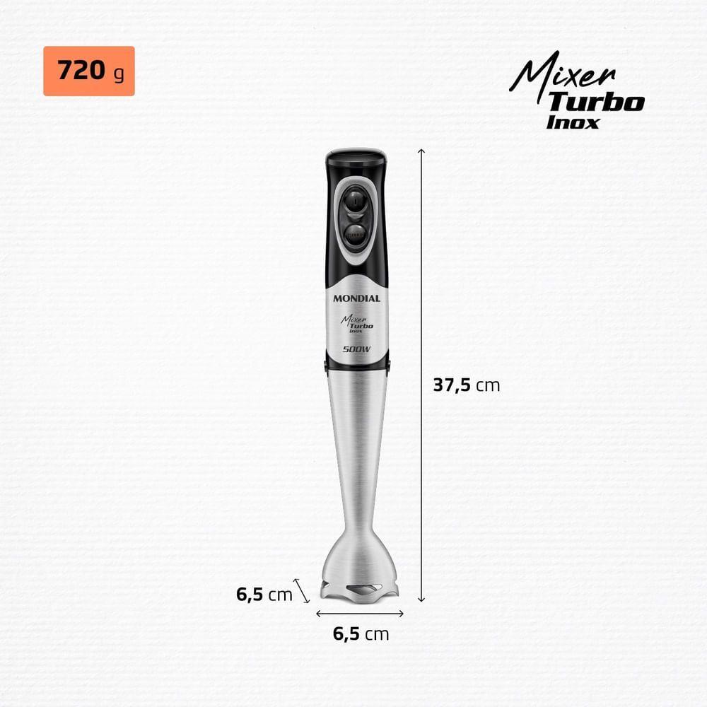 Miniatura Mixer Turbo Inox Mondial Preto Inox 500W M-16-BI Mixer Turbo Inox Mondial