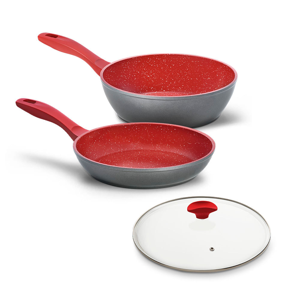 Miniatura Panelas Polishop com Tampa Ichef - Sauté - Day By Day 24Cm - Vermelha | Polishop