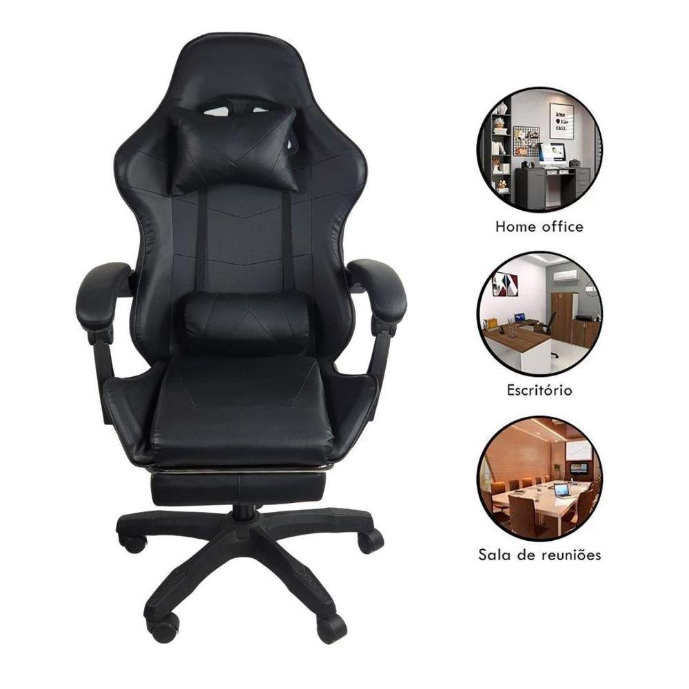 Cadeira Gamer Stillus Ergonômica Com Apoio Para Os Pés Preto