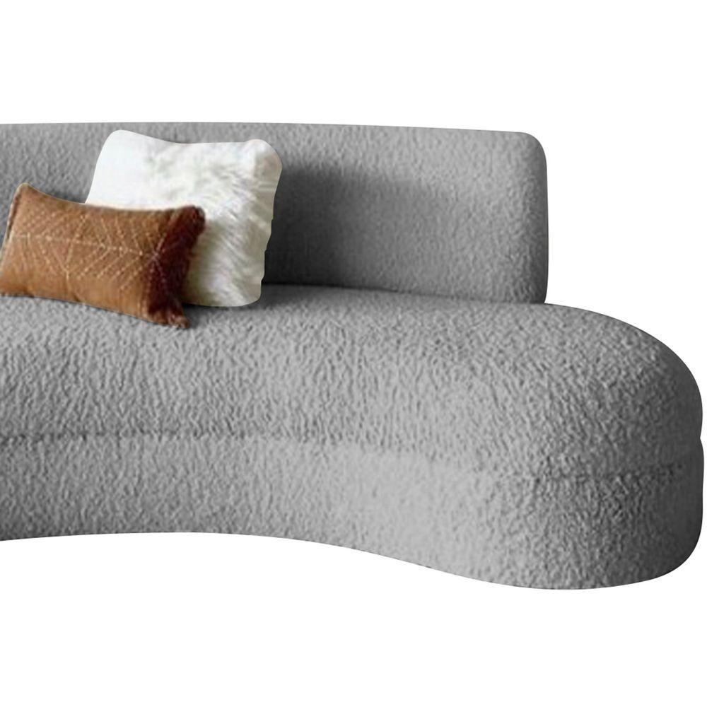 Sofá Divã Curvo Sala De Estar Maria 180 Cm Bouclé - Adj Decor Cor Cinza