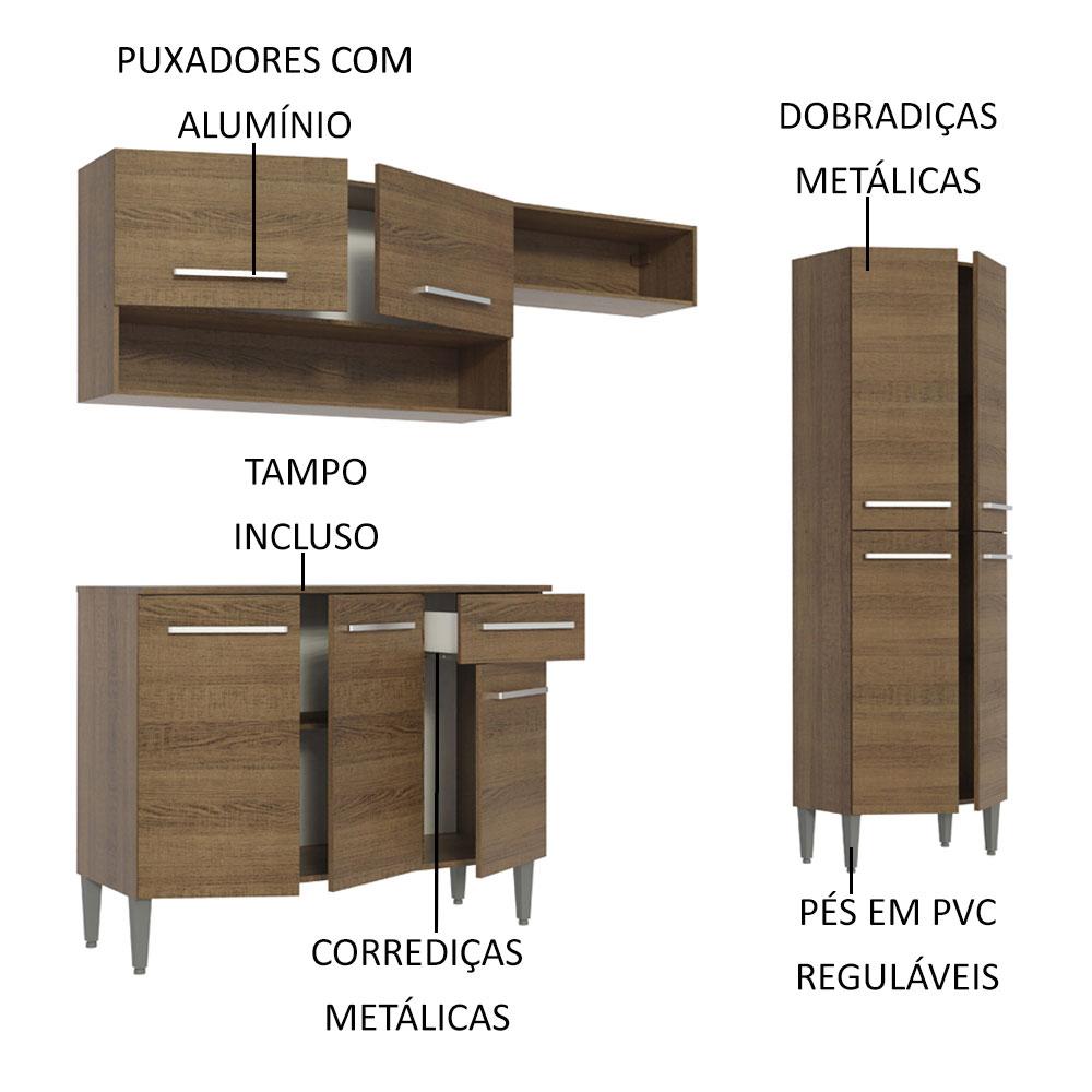 Miniatura Armário de Cozinha Compacta 229cm Rustic Emilly Pop Madesa 02 Rustic