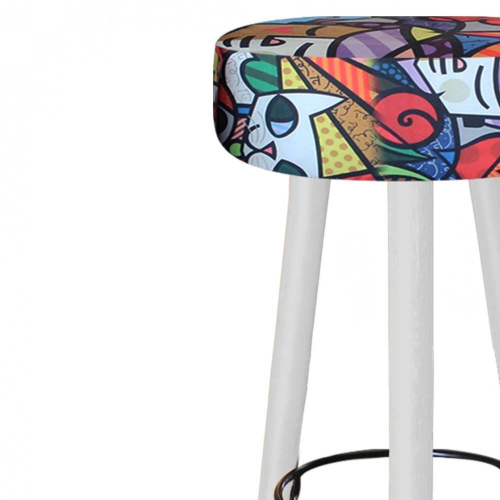Miniatura Banqueta Alta Lia Para Cozinha Bar Balcão Bistrô Pé Palito Branco Romero Brito
