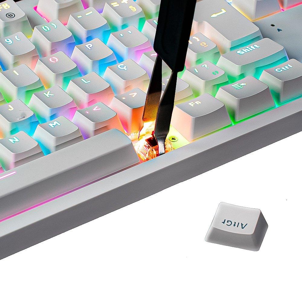 Miniatura Teclado Mecânico Gamer Husky Sled, TKL, Branco, ABNT2, RGB, Switch Gateron G Pro Brown - HTG500BRMA