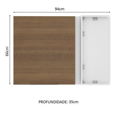 Armário Aéreo de Canto Madesa Stella 1 Porta Branco/Rustic Cor:Branco/Rustic