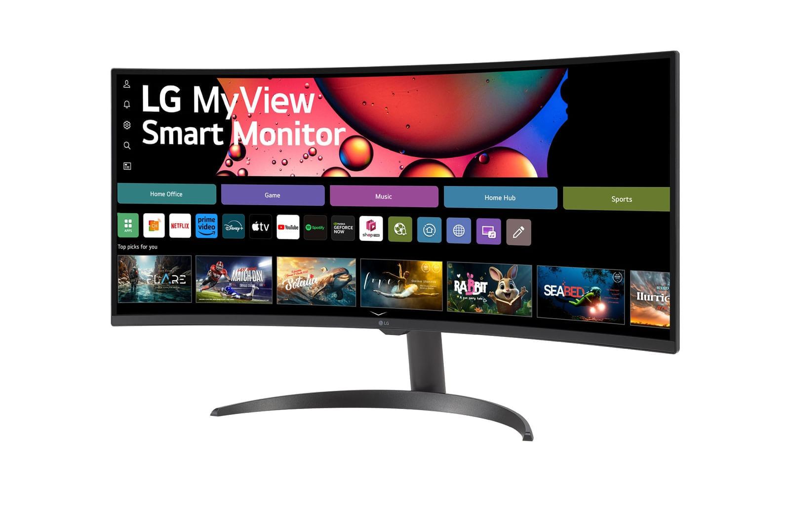 Monitor LG MyView Smart 34SR60QC-B Tela curva 34" QuadHD 2K 21:9, WebOS, Air Play, Screen Share, Bluetooth, ThinQ Home Preto - 110v/220v