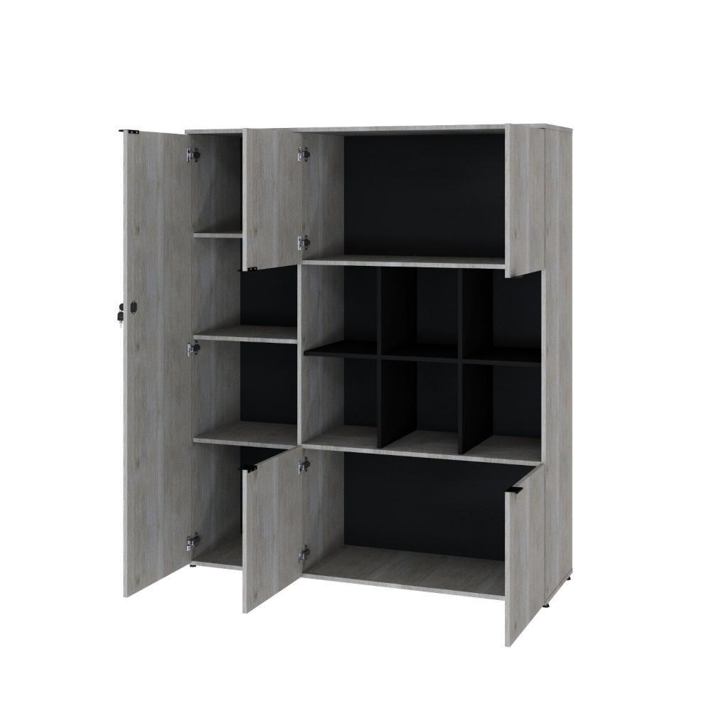 Miniatura Armário Alto Com nichos E 05 Portas 161,5x135x42cm Wlan135 Snow - Preto