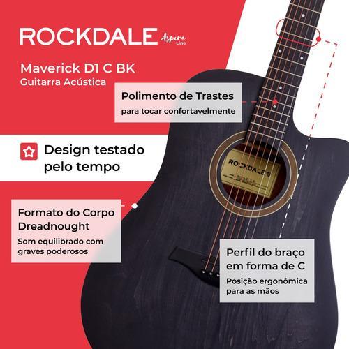 Violão Acústico Rockdale Maverick 6 Cordas Preto Destro