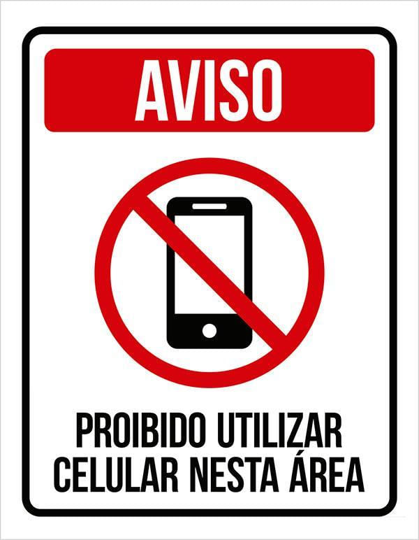 Miniatura Placa Proibido Uso De Celular Nesta Área Condomínio 27X35