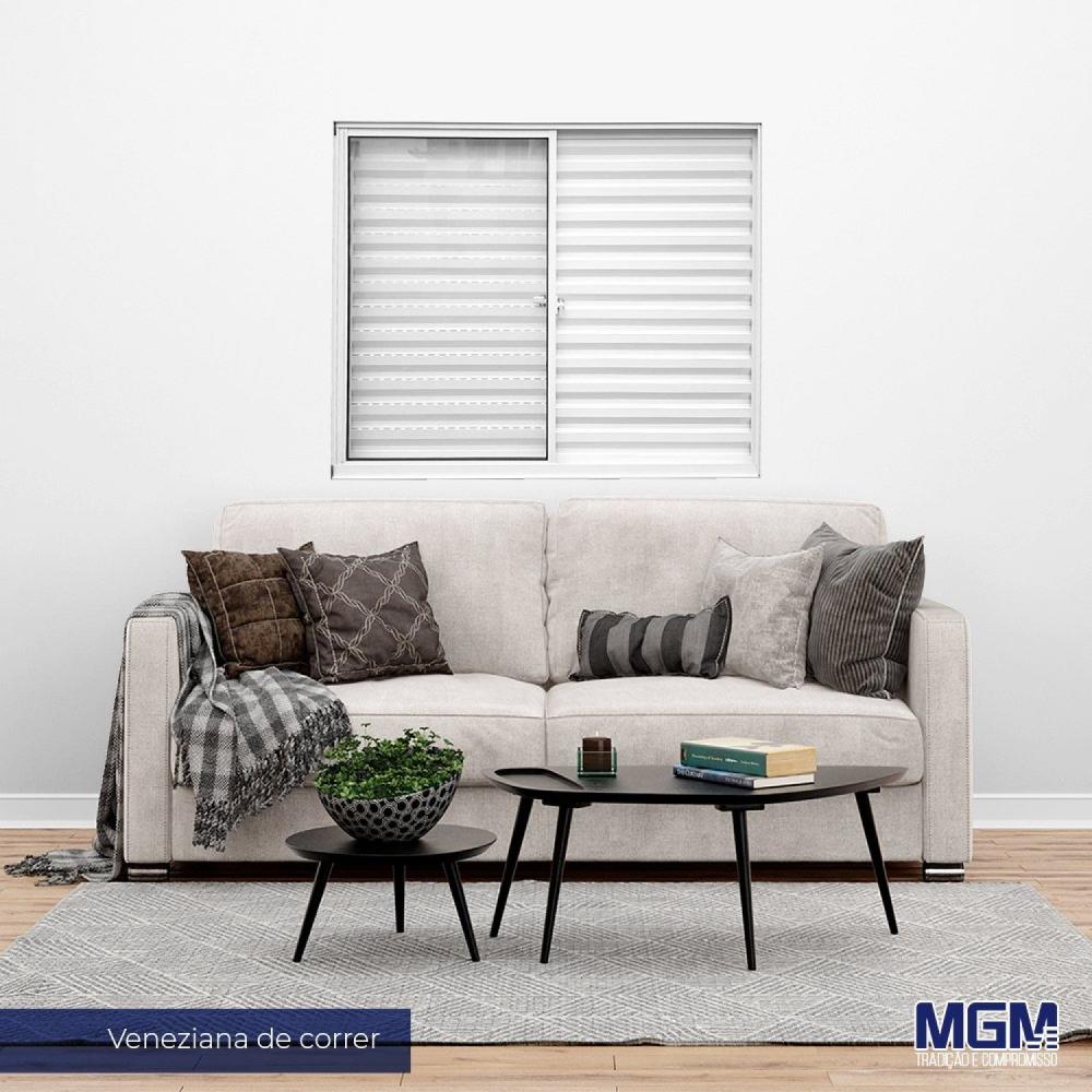 Miniatura Janela de Aluminio Veneziana 6 folhas com vidro Liso 100x120 MGM Branco
