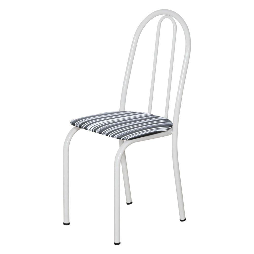 Miniatura Kit 6 Cadeiras De Cozinha Califórnia Estampado Preto Listrado Pés De Ferro Branco