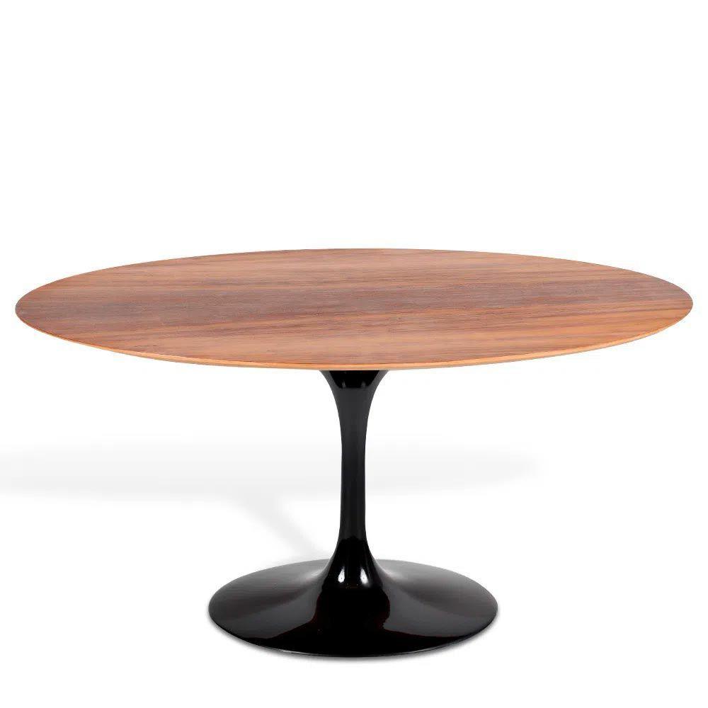 Miniatura Mesa Saarinen Oval Imbuia 198x122cm - Base Preta
