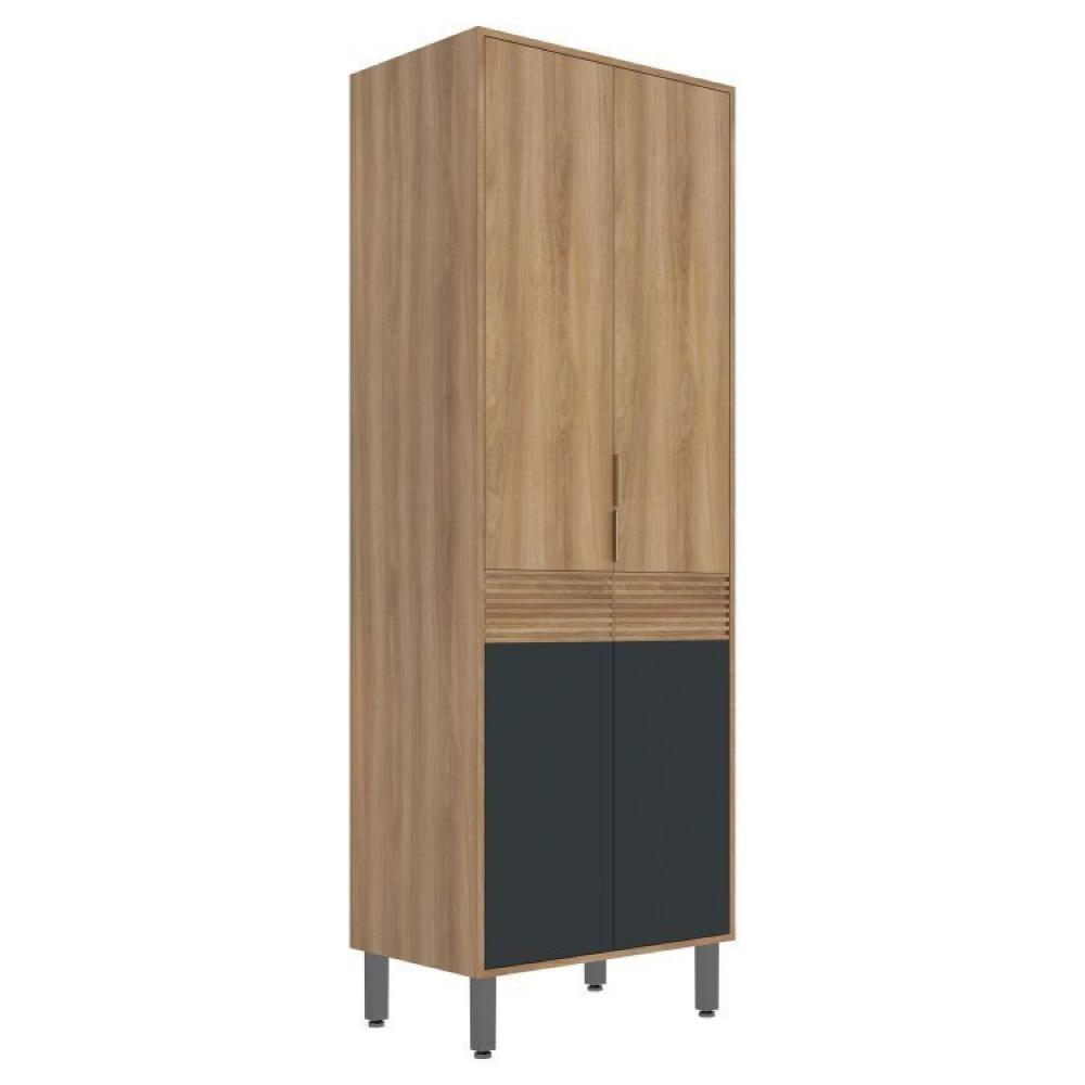 Conjunto de Cozinha Modulada 4 Peças 11 Portas 1 Gaveta Thalita Moveis Sul Nogal Manchester/Preto