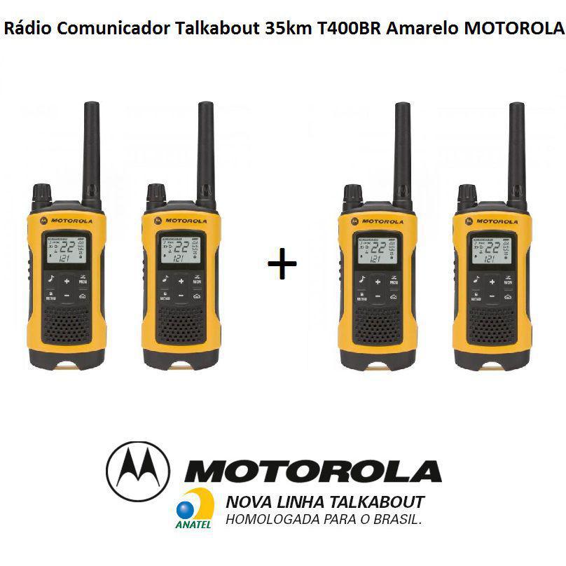 Miniatura Kit 2 Pares Rádio Comunicador Talkabout 35Km T400Br Amarelo