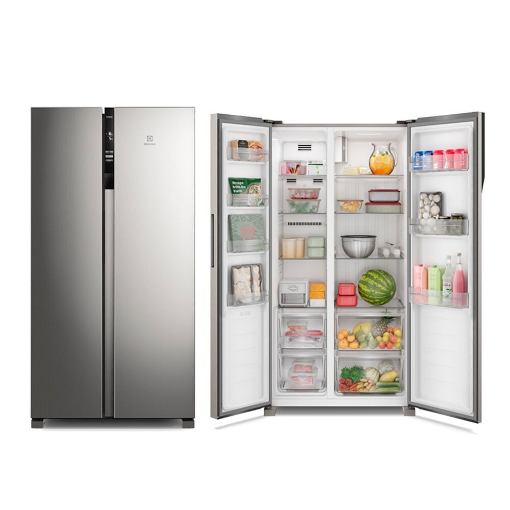 Miniatura Geladeira Electrolux Frost Free 2 Portas 435 Litros Inverter Side by Side Inox - 110V