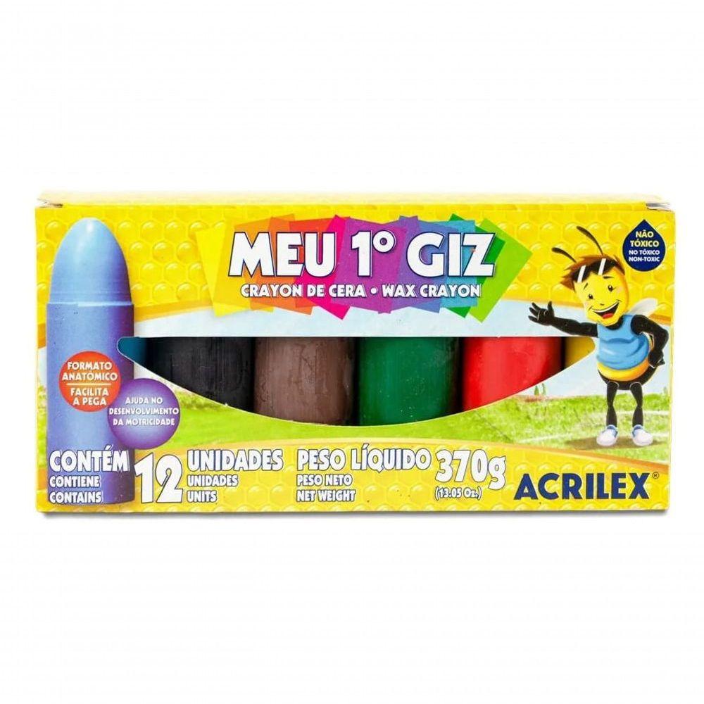 Miniatura Meu Primeiro Giz De Cera - 12 Cores - Acrilex -