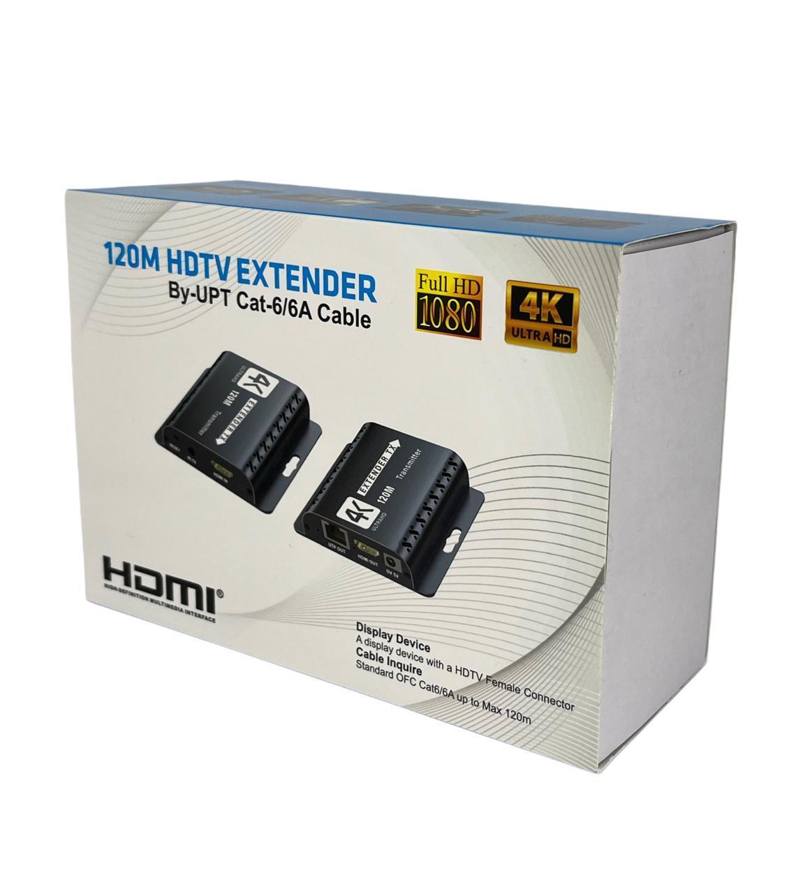 Miniatura Extensor Hdmi 4K 120 Metros Com Infravermelho Cat6/6E Rj45