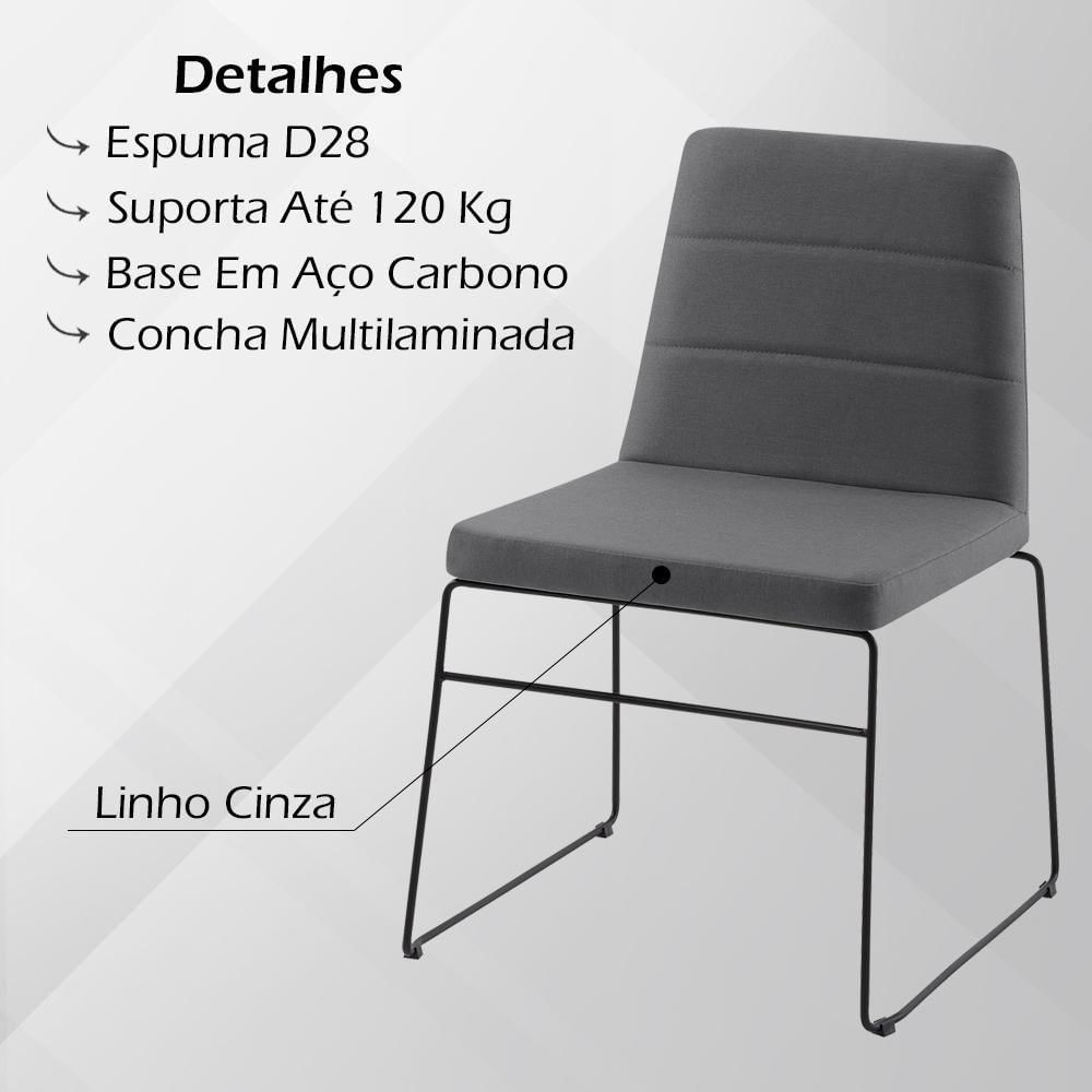 Miniatura Cadeira Decorativa Base Aço Preto F40 Linho Cinza Dmobiliario Cinza
