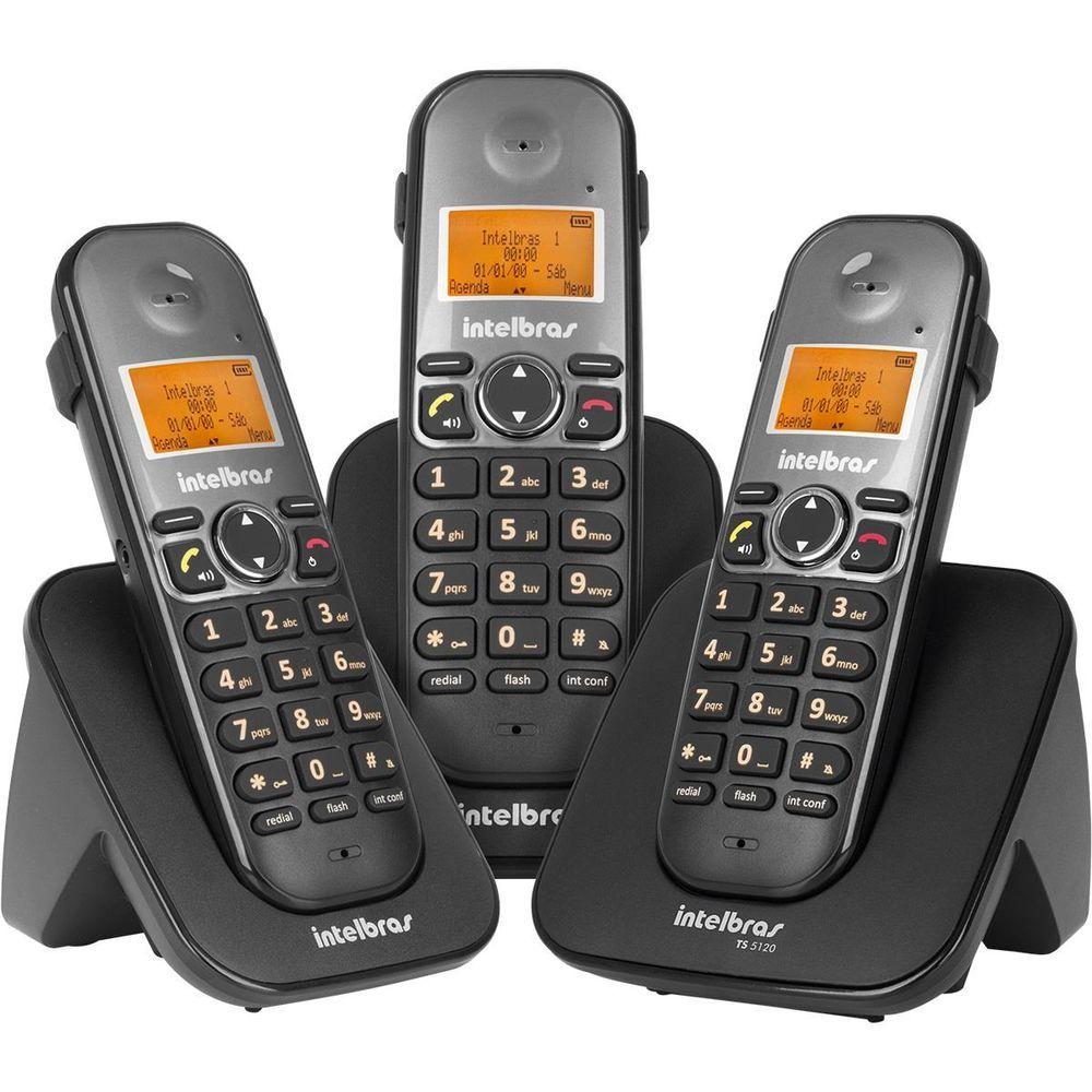 Miniatura Telefone Intelbras Sem Fio Ts 5123 Base E 2 Ramais - Preto - 4125123