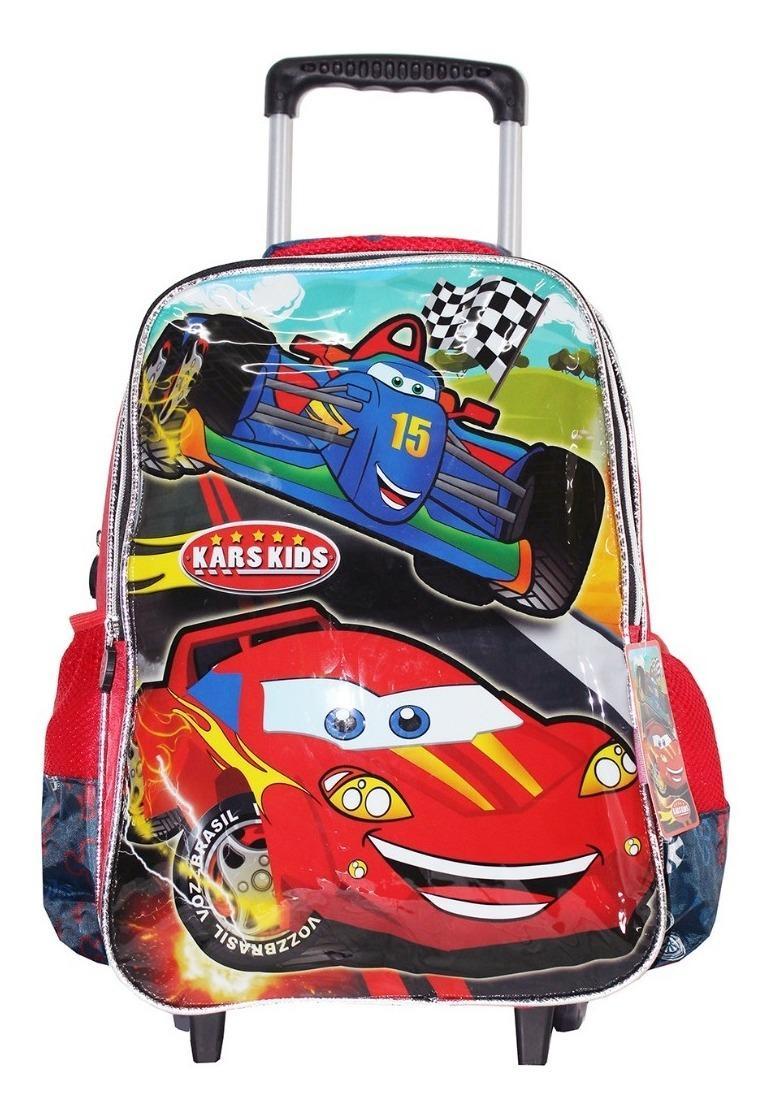 Miniatura Kit Mochila Carros Infantil Escolar Rodinhas Estojo Dl21