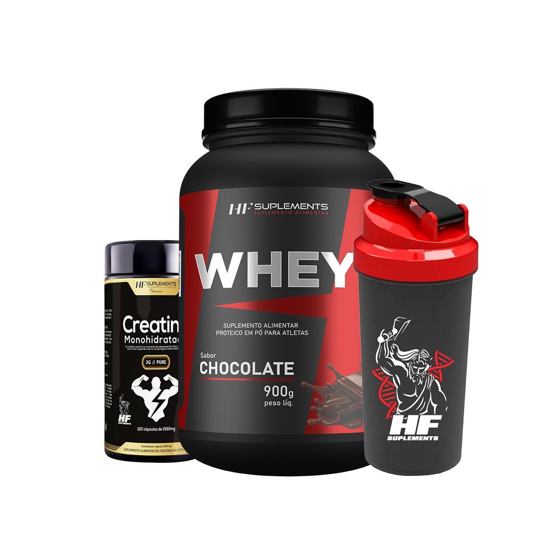 Miniatura Whey Protein Chocolate 900G + Creatina 3G 120Caps Pura + Coq