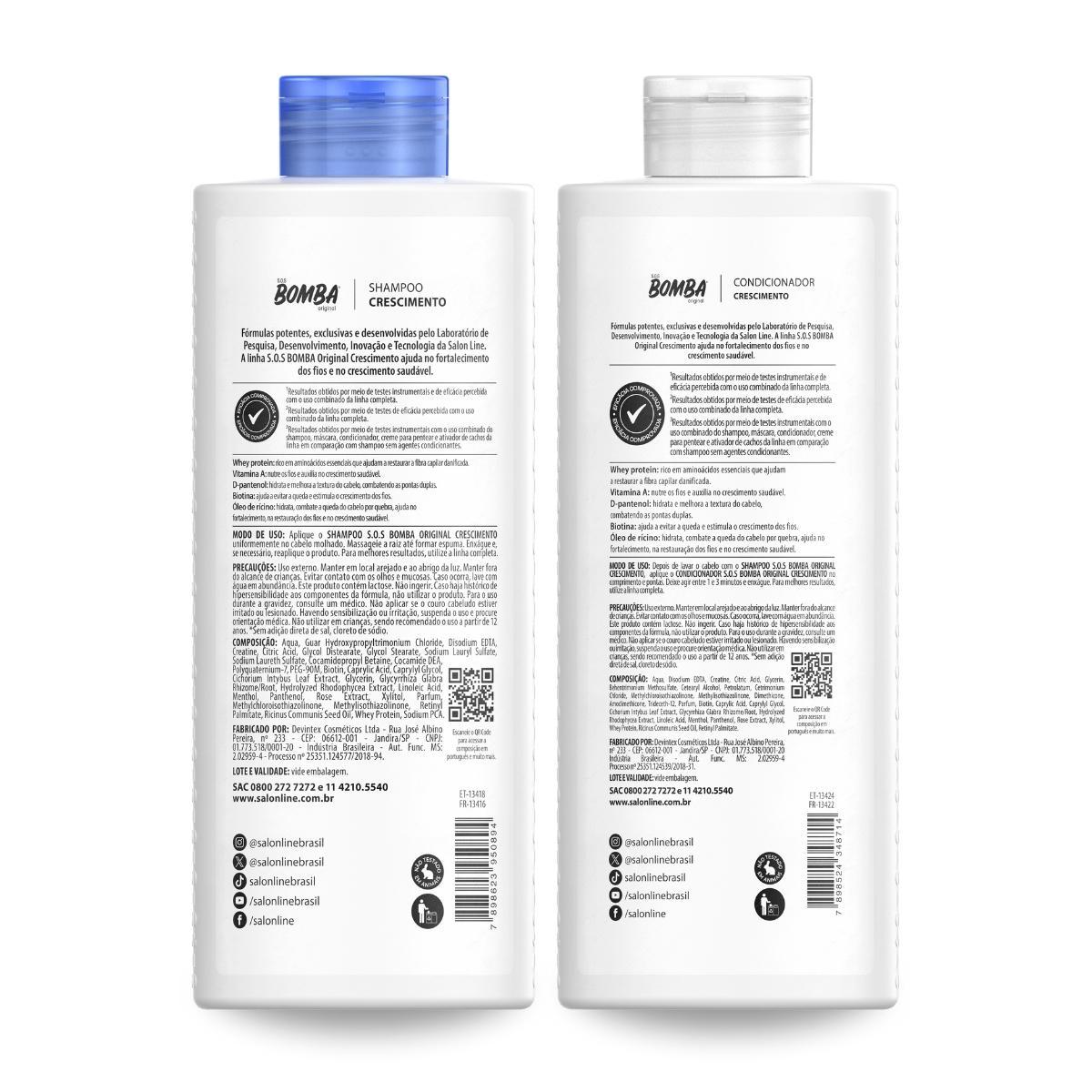 Miniatura Kit Shampoo + Condicionador Sos Bomba Salon Line 500Ml