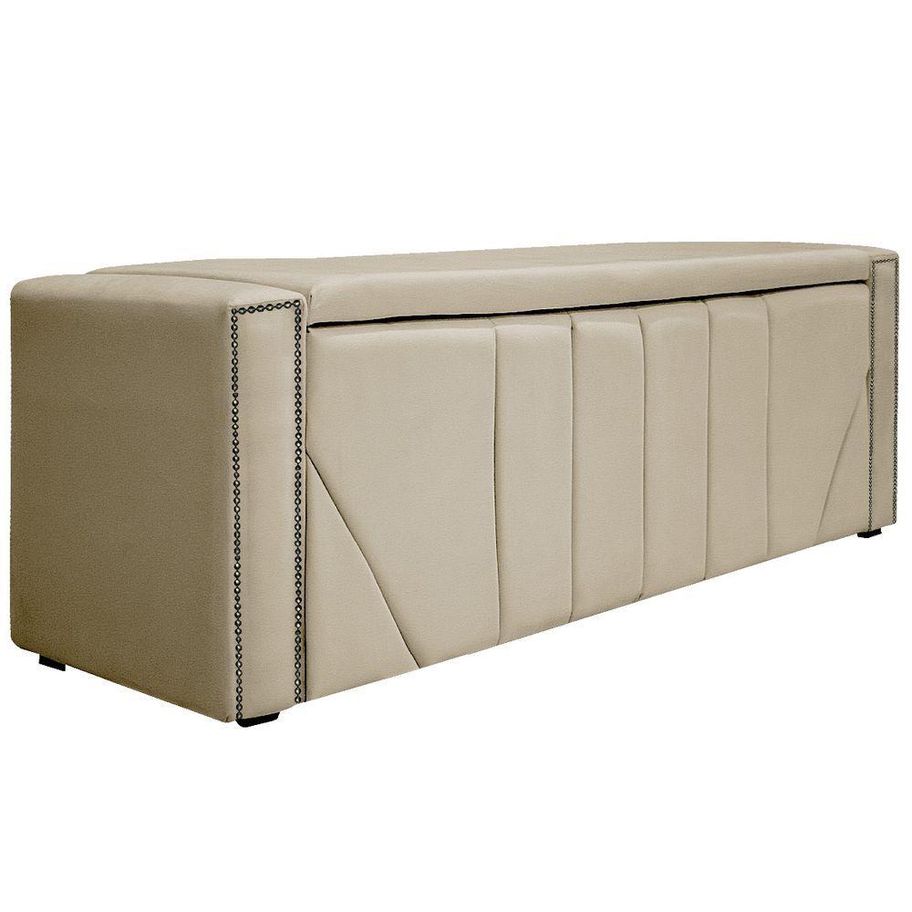 Miniatura Cabeceira E Baú Solteiro 90Cm p/Cama Box - Adj Decor Bege