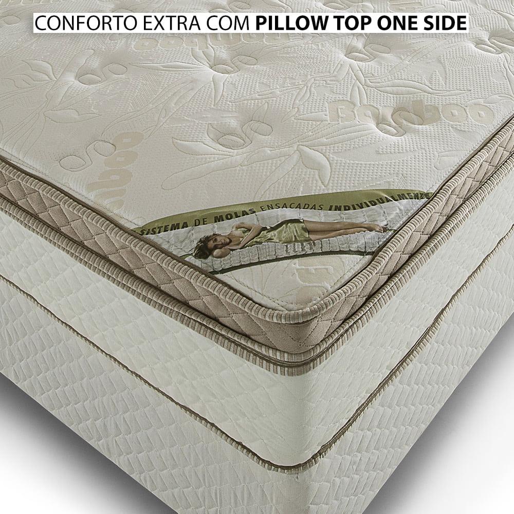 Cama Box com Cabeceira Queen Herval Pallace Bambu em Molas Ensacadas, 71x158x198 cm