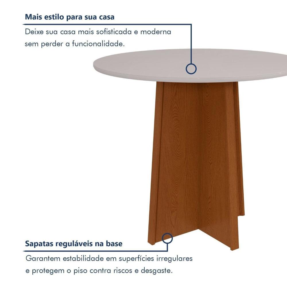 Mesa de Jantar 100x100cm Tampo MDF/Vidro Celebrare Frassino/Off White