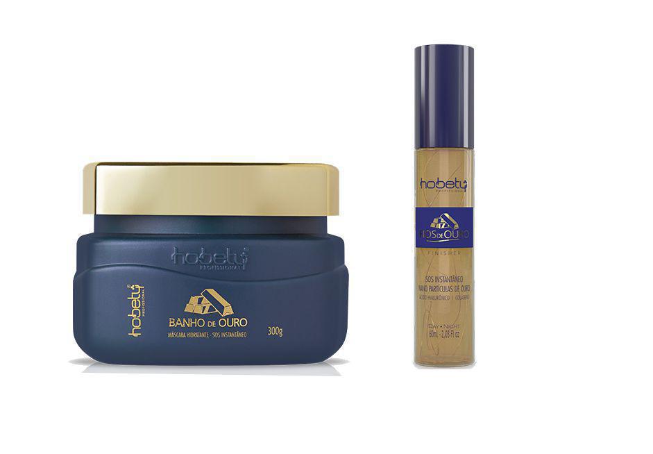 Miniatura Kit Hobety Fios De Ouro Mascara 300 Gr + Fios De Ouro 60 Ml Pote - Reconstrução - Kit de tratamento capilar - Kit - 360 ml - 2