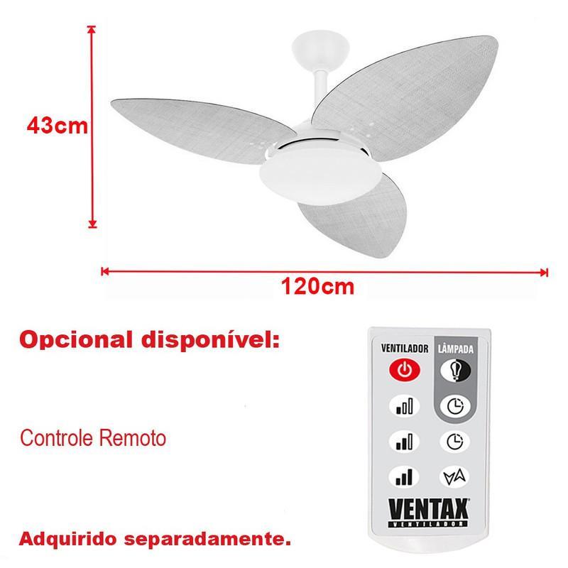 Miniatura Ventilador Teto 3 Pás Palha Winds Potente Branco Ventax 110V