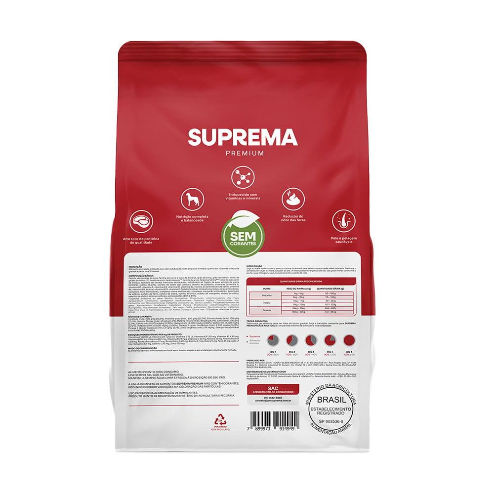 Miniatura Ração Seca Suprema Sabor Carne para Cães Adultos - 15 Kg