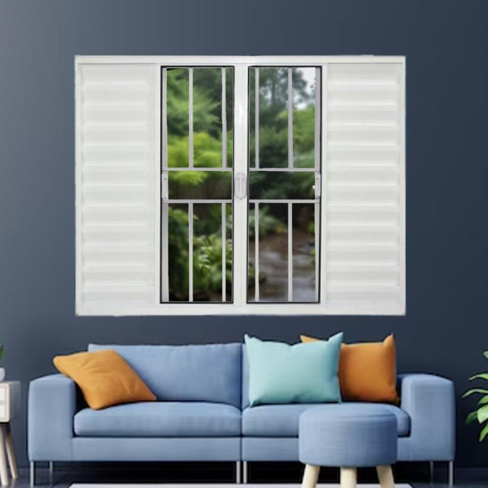 Miniatura Janela Veneziana de Alumínio 6 Folhas 120 x 200cm Linha Modular com Grade Branco
