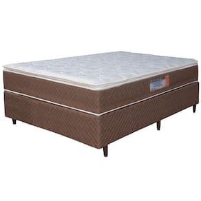 Miniatura Cama Box de Casal Umaflex Berlim com Pillow Top e Molas Ensacadas 72x138x188 cm - Castor/Branco