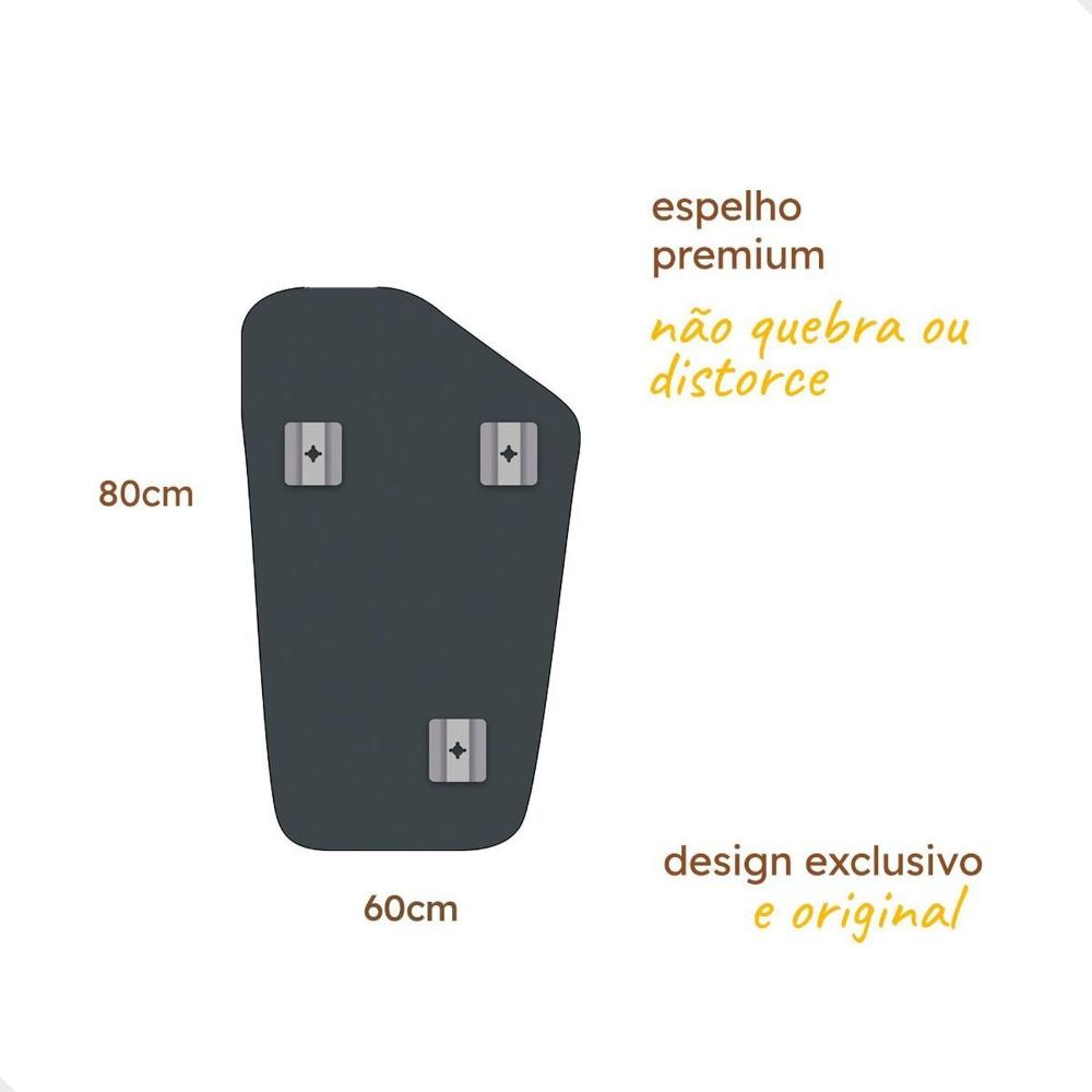 Espelho Grande Decorativo Orgânico Pinterest 60x80 Texas Caramelo