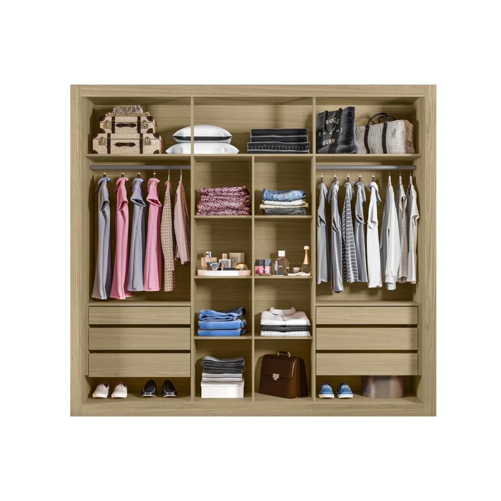 Miniatura Guarda Roupa Indico 3 Portas 6 Gavetas Freijo / Preto