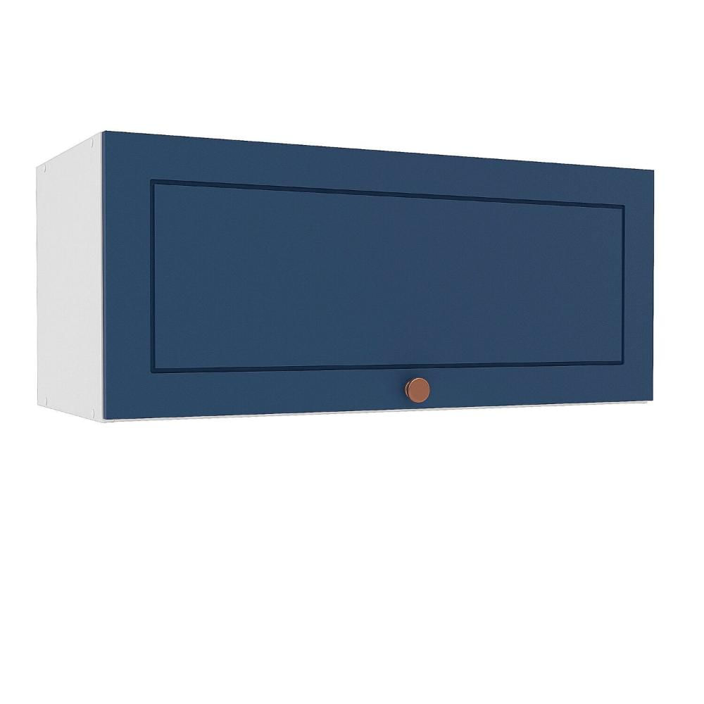 Miniatura Armário Aéreo 1 Porta Basculante Pérola Yescasa Branco/Azul