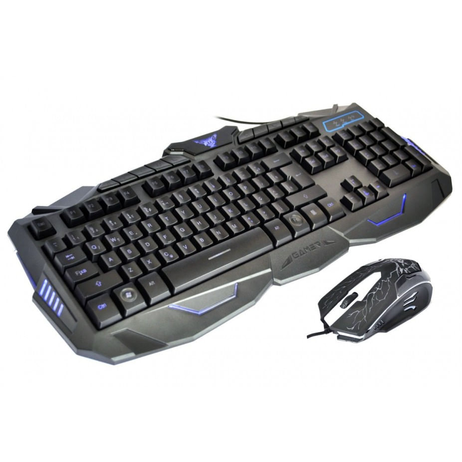 Miniatura Teclado Kit Gamer Mouse Gamer V-100 USB Para Jogos Azul