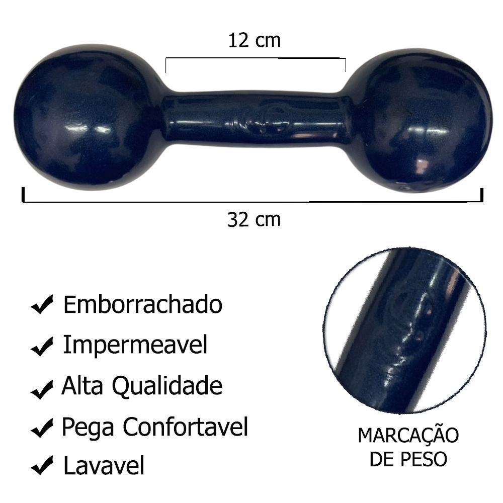 Miniatura Par Halter Emborrachado 9Kg Peso Musculação Academia Treino