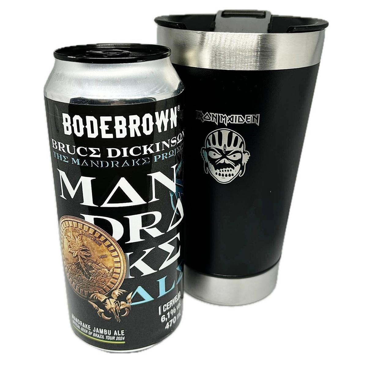 Miniatura Kit Cerveja Mandrake 470Ml + Copo Térmico Iron Maiden 500Ml