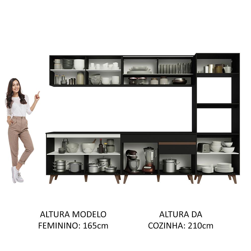Miniatura Cozinha Completa Madesa Reims 310002 com Armário e Balcão - Preto Preto