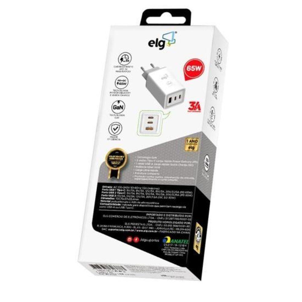 Carregador Usb W65gan 3 Saídas 3a Elg [f002]