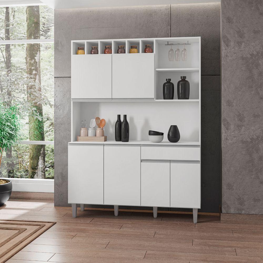 Kit Armário Cozinha Compacta Alice 6 Portas Branco Ajl