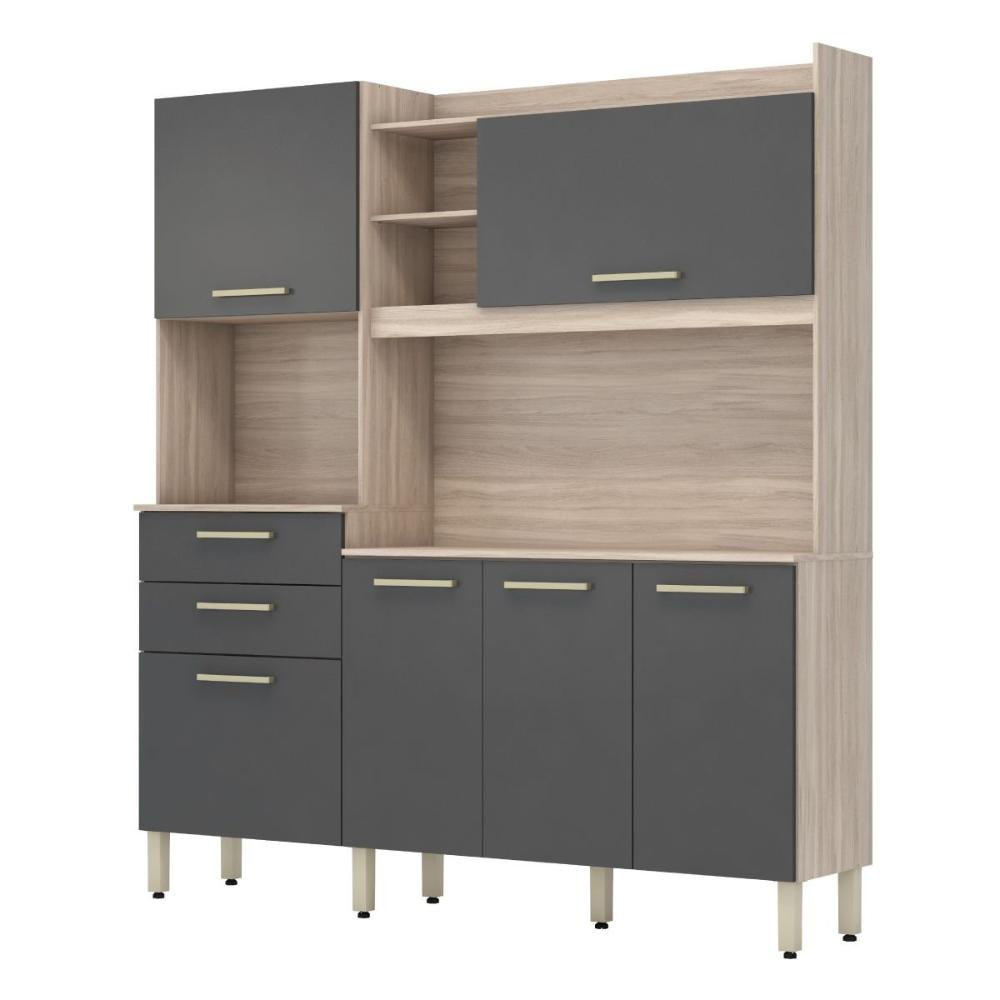 Armario De Cozinha 6 Portas 2 Gavetas Select Demobile Avena/Grafito