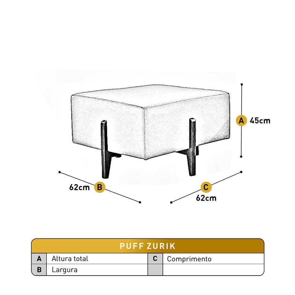 Miniatura Puff Banqueta Linho Zurik Luxo Madeira Maciça Castellar Móbile Cappuccino