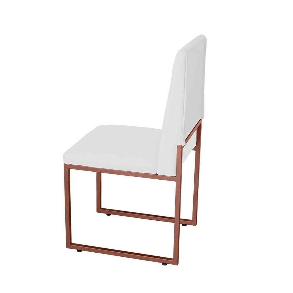 Miniatura Cadeira De Jantar Escritorio Industrial Garden Ferro Bronze Corino Branco