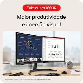 Miniatura Monitor Curvo 34” LG UltraWide WQHD 34WR50QK-B 100Hz HDR10 Preto