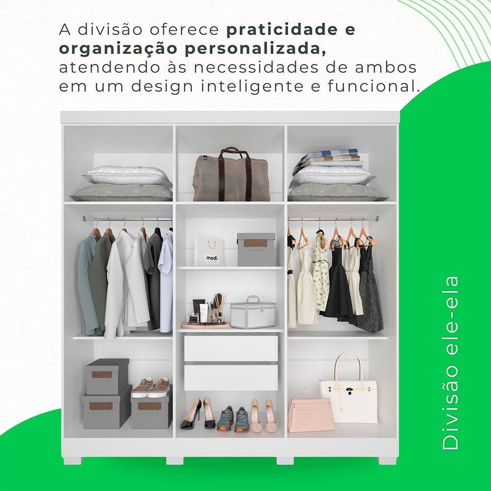 Guarda-roupa Casal Com Pé 6 Portas 2 Gavetas Recife Sallêto Branco