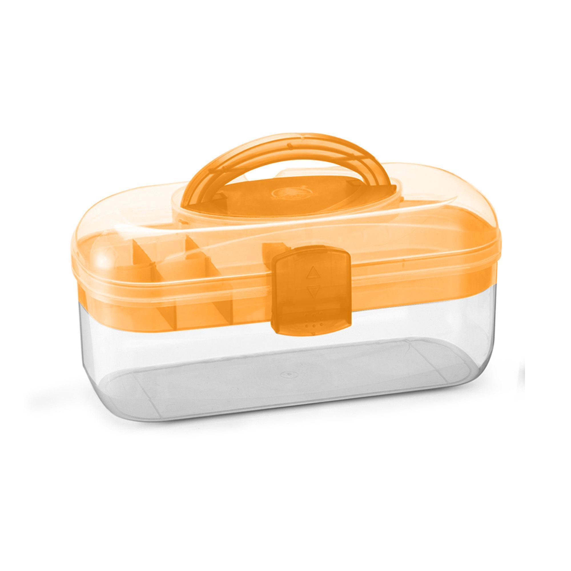 Miniatura Caixa Maleta Multiuso Organizadora Manicure Laranja